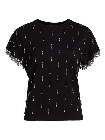 Kobi Halperin Women's Carmel Beaded Cotton T-Shirt
