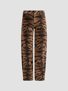 Kobi Halperin Women's Hallie Tiger-Print Tapered Barrel-Leg Jeans