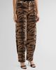 Kobi Halperin Women's Hallie Tiger-Print Tapered Barrel-Leg Jeans - 4