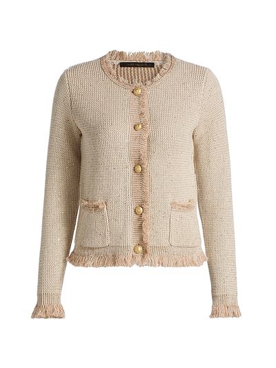 Kobi Halperin Women's Kailey Metallic-Knit Frayed Linen-Blend Cardigan