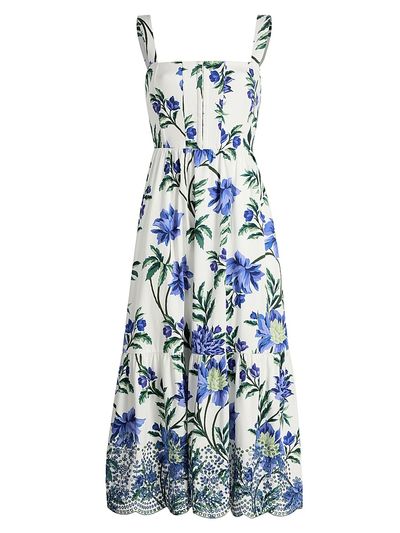 floral stretch cotton midi dress Abstract Floral Stretch Cotton Midi Dress