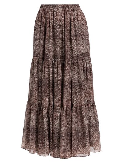 Kobi Halperin Women's Nicole Snakeskin Print Chiffon Maxi Skirt