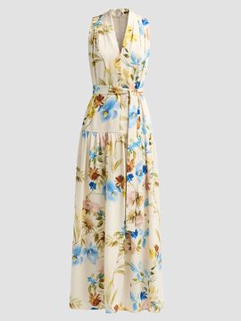 Kobi Halperin Women's Violet Floral Hammered Satin Maxi Dress