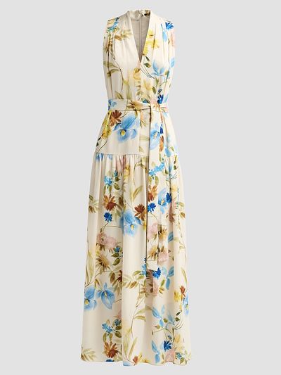 Kobi Halperin Women's Violet Floral Hammered Satin Maxi Dress