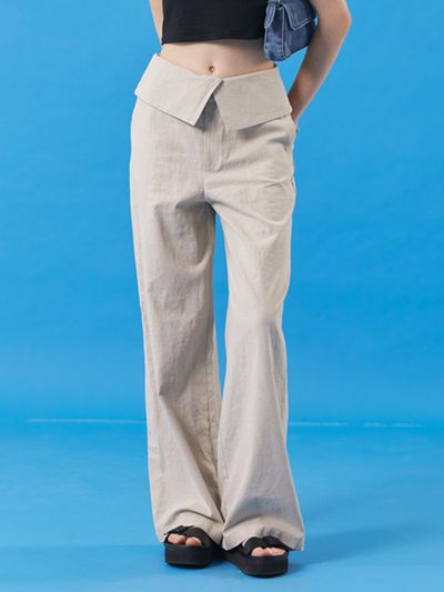 KOLEAT Linen High-waisted Wide Slacks Pants