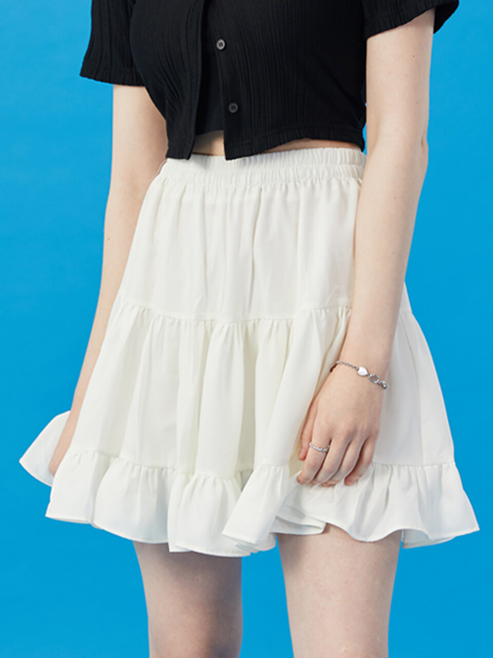 KOLEAT Natural Pleats White Short Skirt
