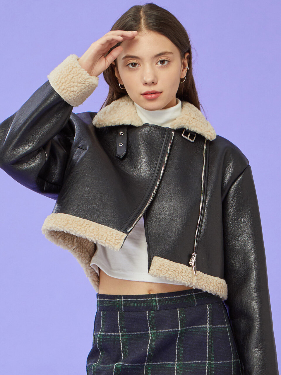 KOLEAT Oversized Crop Mustang Fleece Jacket