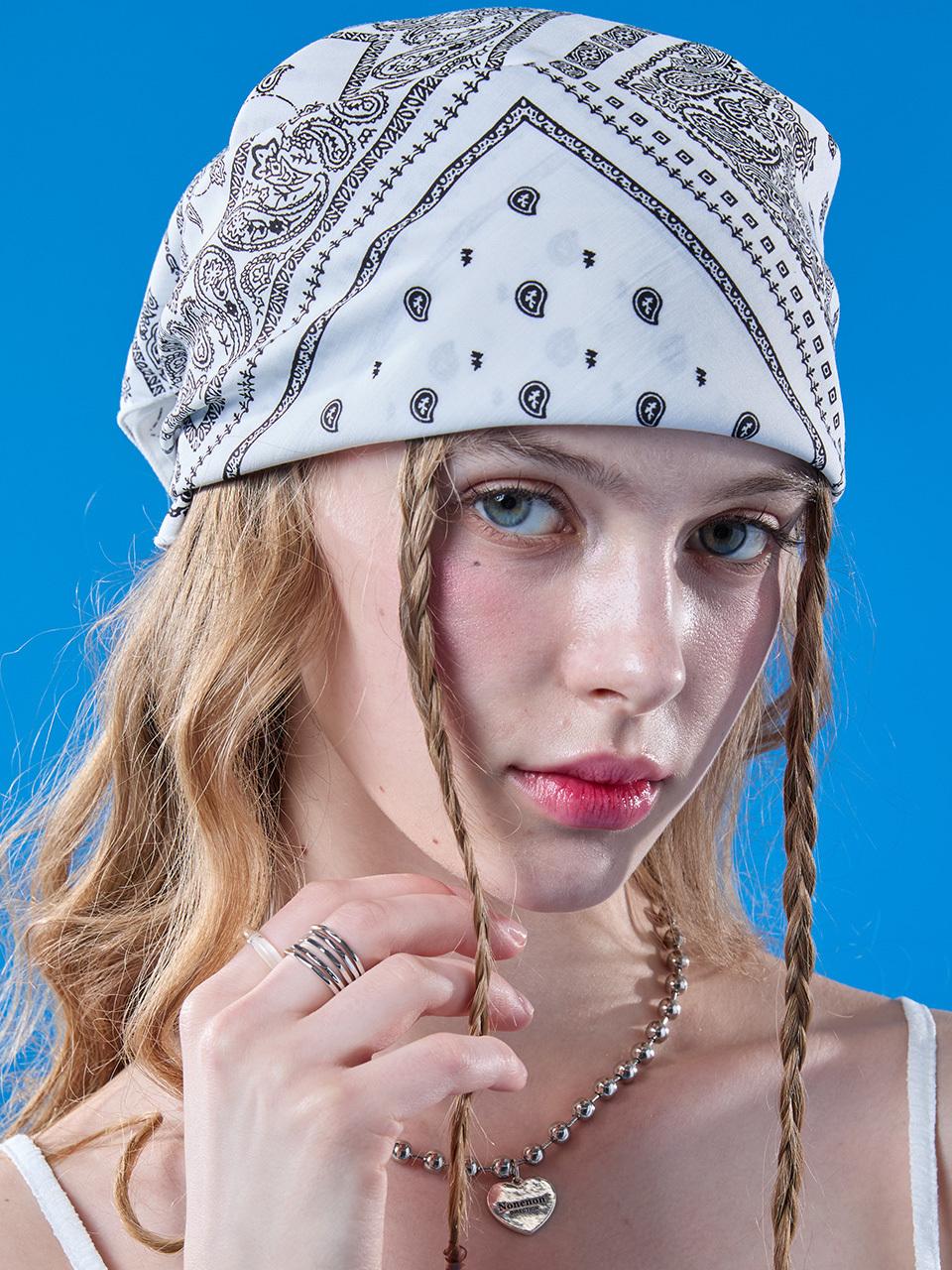 KOLEAT UV Protection Bohemian Bandana Hair Scarf [WHITE]