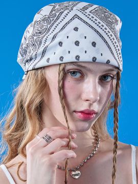 KOLEAT UV Protection Bohemian Bandana Hair Scarf [WHITE]