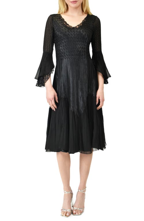 Komarov Komarov Bell Sleeve Chiffon & Lace A-Line Dress