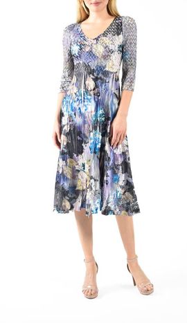 Komarov Komarov Charmuese Dress with Lace Sleeve