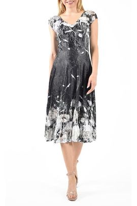 Komarov Komarov Dark Orchid Charmuese Cap Sleeve Dress