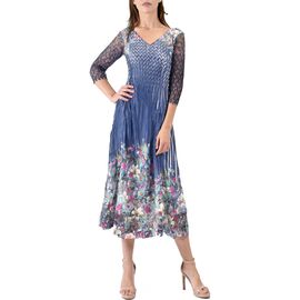 Komarov Komarov Midi Length Lace Sleeve Dress
