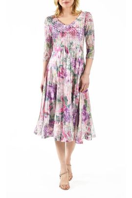 Komarov Komarov Rose Lace Sleeve CharmueseDress