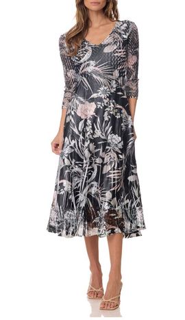 Komarov Komarov Tea Length Dress with Lace Details