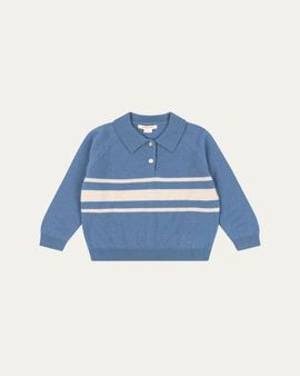 Konges Slojd Boy's Basi Striped Wool Knit Polo Sweater