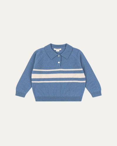 Konges Slojd Boy's Basi Striped Wool Knit Polo Sweater