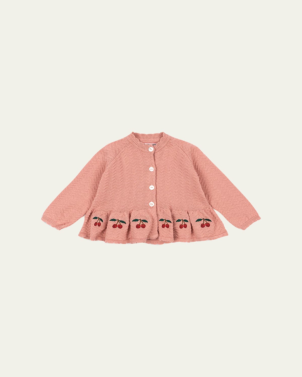 Konges Slojd Girl's Cypres Wavy Knit Peplum Cardigan