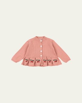 Konges Slojd Girl's Cypres Wavy Knit Peplum Cardigan