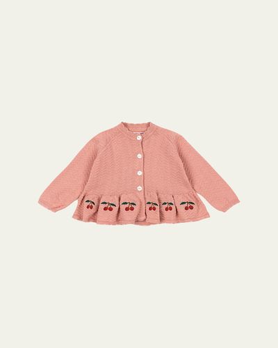 Konges Slojd Girl's Cypres Wavy Knit Peplum Cardigan