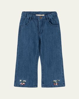 Konges Slojd Girl's Elba Embroidered Flared Denim Jeans