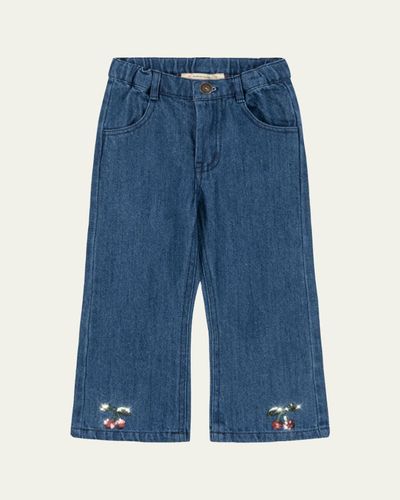 Konges Slojd Girl's Elba Embroidered Flared Denim Jeans
