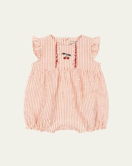 Konges Slojd Girl's Ellie Ruffled Seersucker Romper