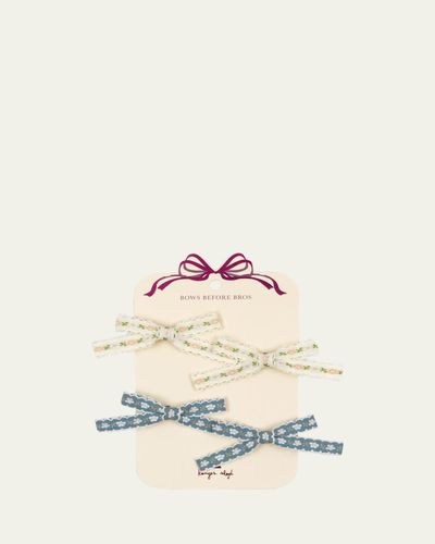 Konges Slojd Girl's Leonora Scalloped Floral Bow Hair Clips, Set of 4