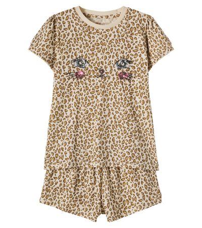 Konges Slojd Konges Sløjd Famo leopard-print cotton T-shirt and shorts set