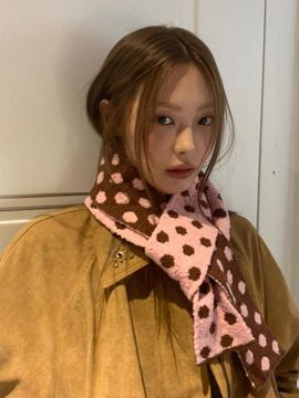 KOOKEESEE DOT two tone muffler (Pink/Brown)