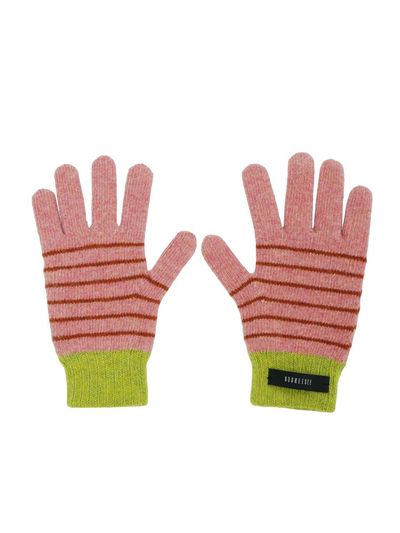 KOOKEESEE Fingerhole Wool Stripe Knit Gloves [Pink/Green]