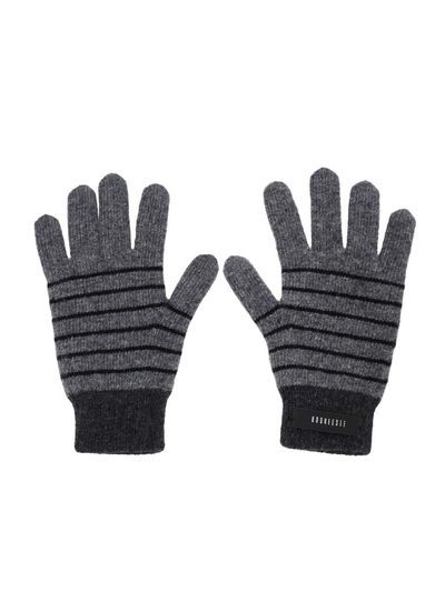 KOOKEESEE Soft Wool Stripe Touchscreen Gloves [Grey/Charcoal]