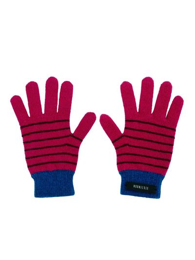 KOOKEESEE Soft Wool Touchscreen Stripe Gloves [Magenta/Blue]