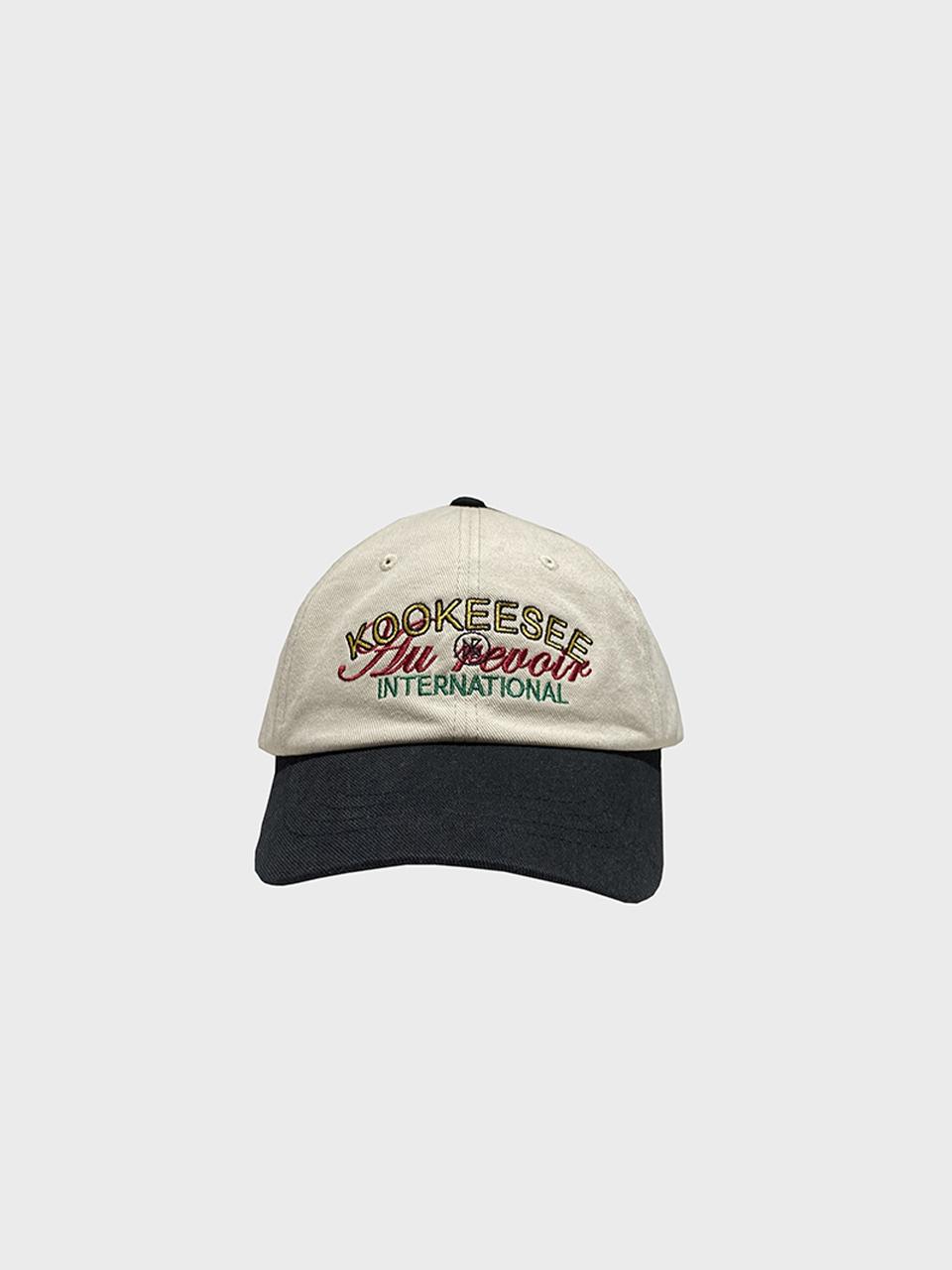 KOOKEESEE two tone vintage washing ball cap (light beige/Bla