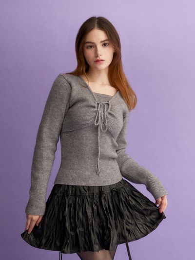 koolkitten Butterfly Knitted Top (GRAY)