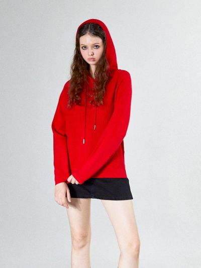 koolkitten Button Up Knitted Hoodie (RED)