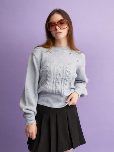 koolkitten Cable Pullover Knit (BLUE)