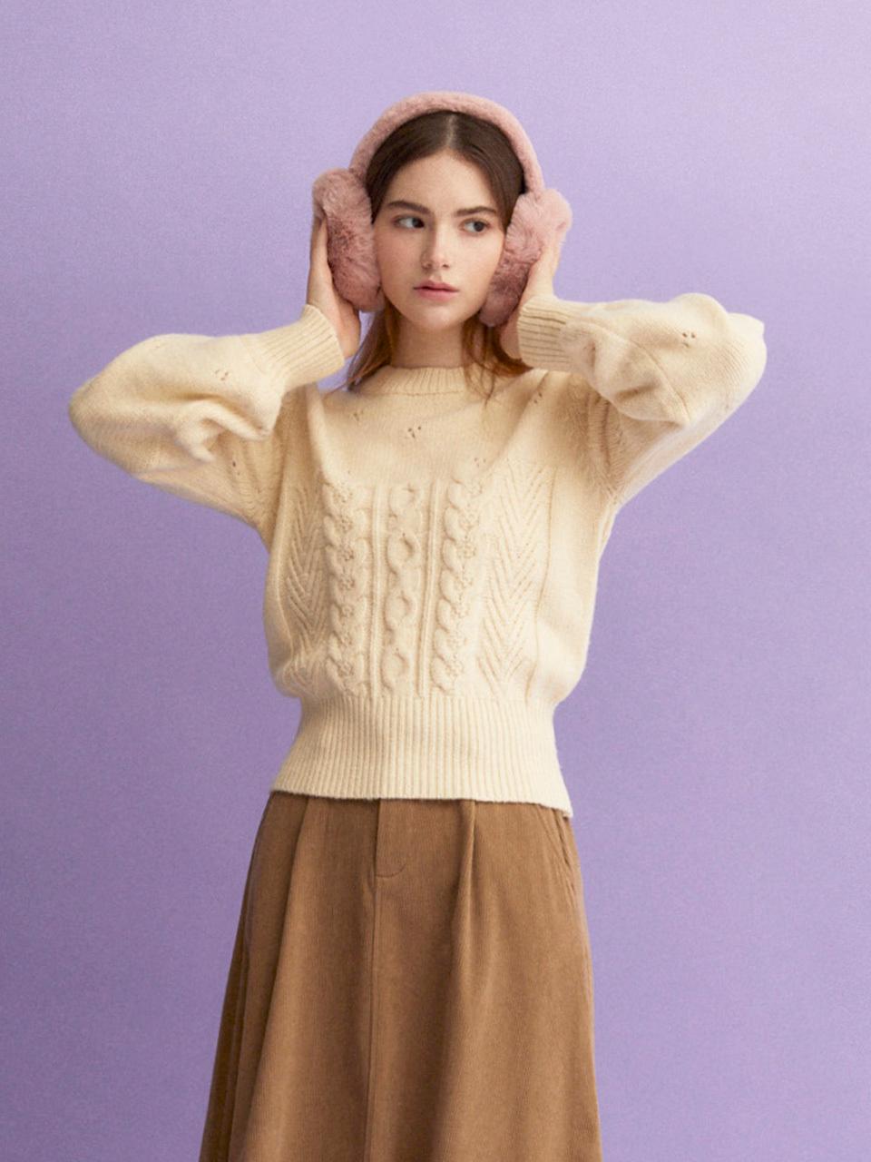 koolkitten Cable Pullover Knit (IVORY)