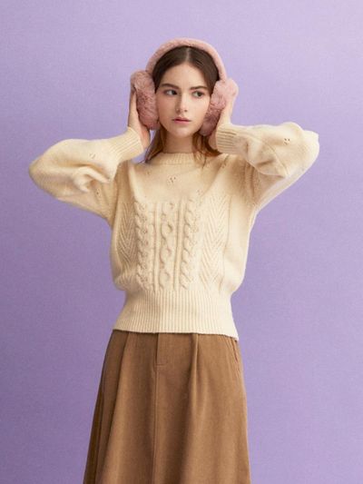 koolkitten Cable Pullover Knit (IVORY)