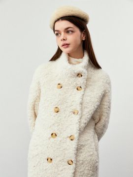 koolkitten Fleece Fur Double Button Coat [Beige]