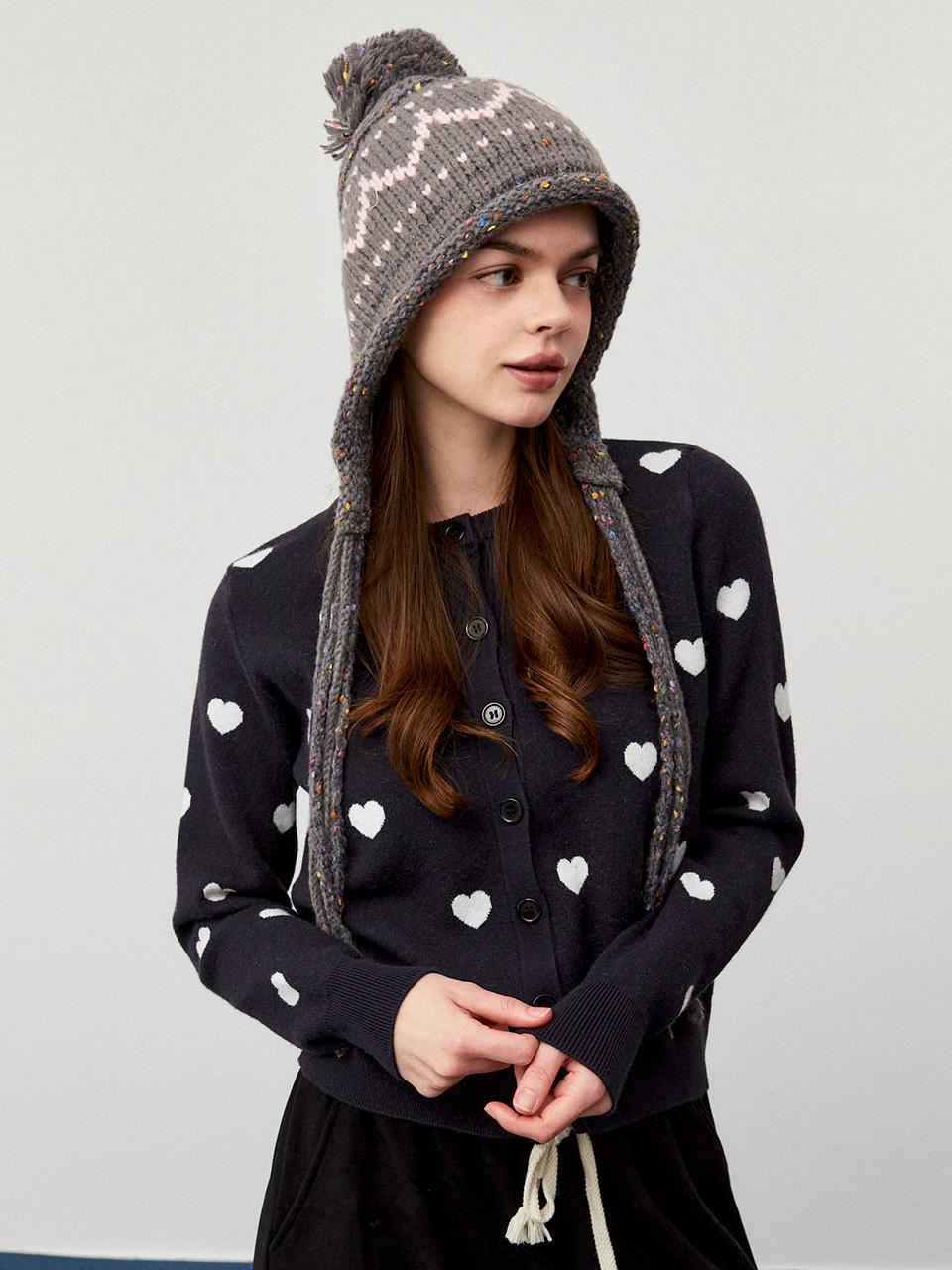 koolkitten Hearts Soft Knit Cardigan [NAVY]