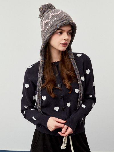 koolkitten Hearts Soft Knit Cardigan [NAVY]
