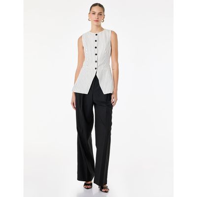 Koton Koton Button Detail Sleeveless Striped Vest