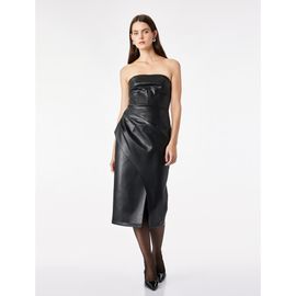 Koton Koton Faux Leather Wrap Corset Dress
