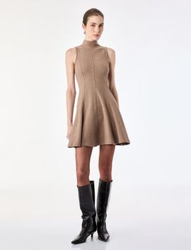 Koton Koton High Neck Flared Mini Dress