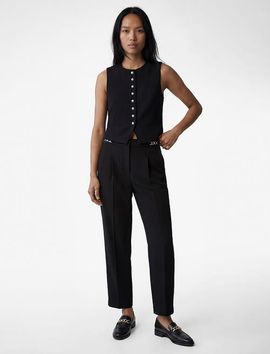 Koton Koton Medium Rise Chain Detail Trousers
