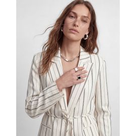 Koton Koton Striped Long Sleeve Belted Blazer