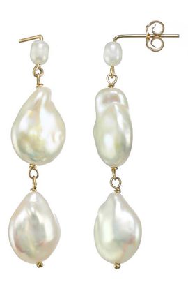 KOZAKH KOZAKH Karo Genuine Pearl Linear Drop Earrings