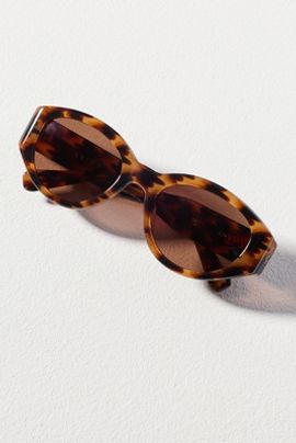 Krewe Lucy Oval Tortoiseshell Acetate Sunglasses