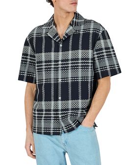 Krost Krost Camp Collar Relaxed Fit Plaid Dash Shirt